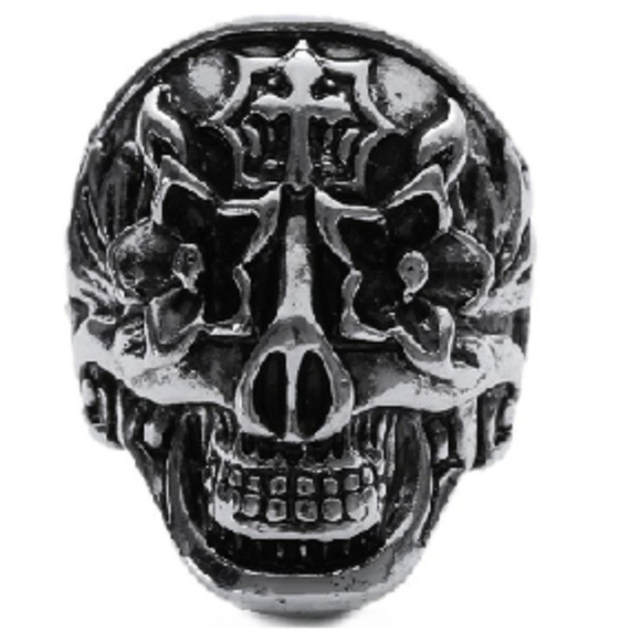 Flower Totem Skull Head Ring Day Of The Dead Punk - Picture 1 of 5